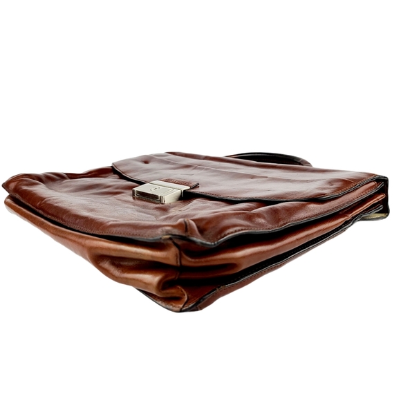 Gino Ferrari Brown Leather Briefcase Bag - Picture 4 of 5